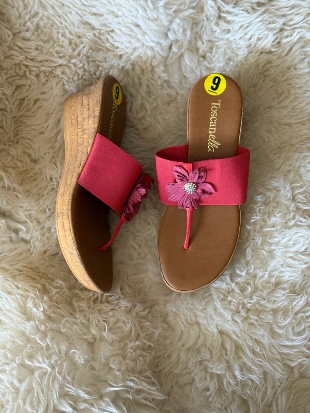 Ella Pink Floral Wedge Sandals